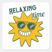 太陽リラックスがサングラスで微笑む時 スクエアシール (正面)