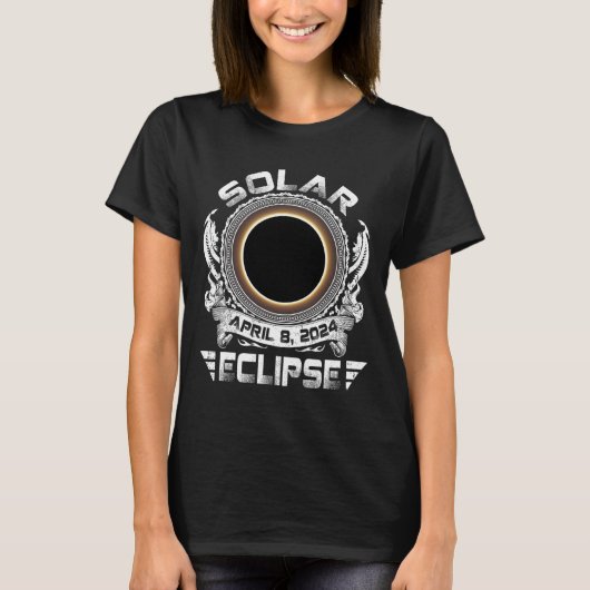 太陽レトロ太陽のEclipse 2024トータリティ4月8日の男性 Tシャツ (正面)