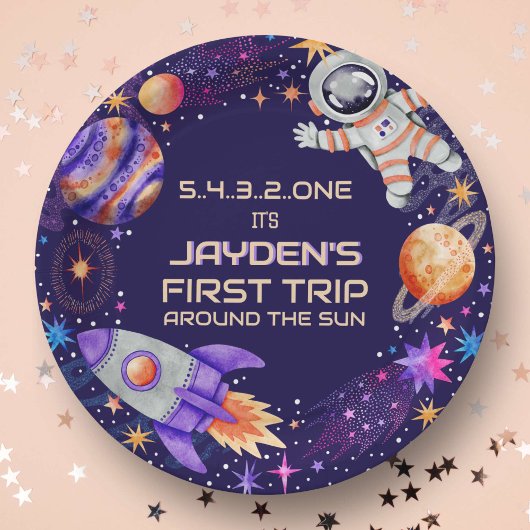 太陽ロケのまわりにット宇宙飛行士宇宙 ペーパープレート