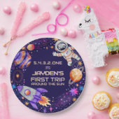 太陽ロケのまわりにット宇宙飛行士宇宙 ペーパープレート (パーティー)