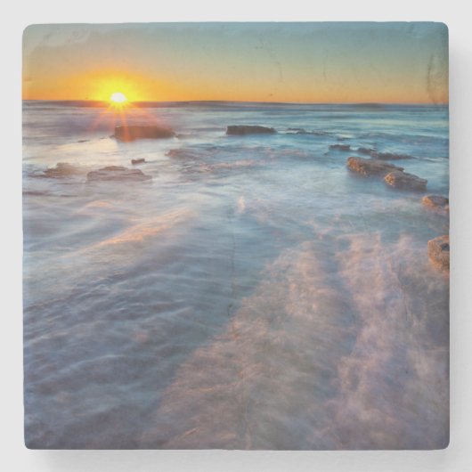 太陽光が太平洋の海 ストーンコースター (正面)