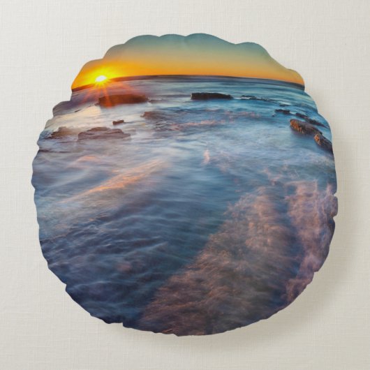 太陽光が太平洋の海 ラウンドクッション (正面)