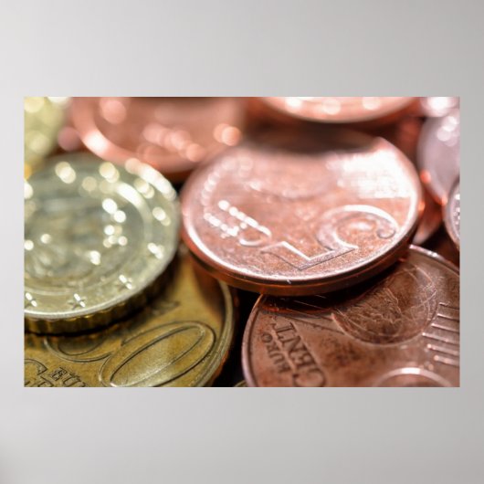 太陽光の下のユーロ硬貨 ポスター (正面)