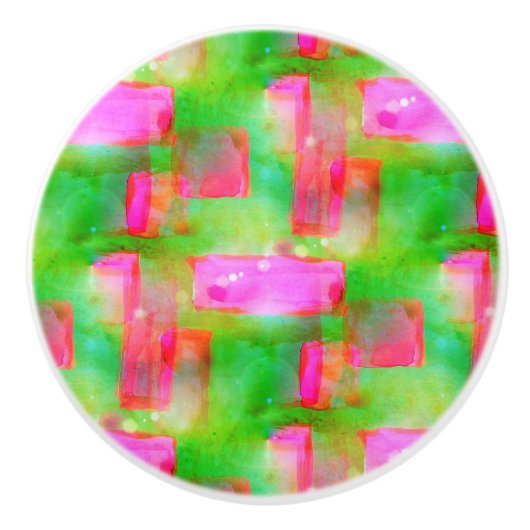 太陽光の抽象芸術色彩の鮮やかは黄色、ピンク セラミックノブ (正面)