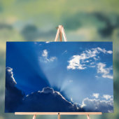 太陽光線の壁アート 青空 ミニマリストの雲 アクリルサイン (ニュートラル)