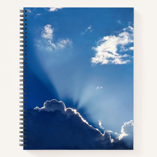 太陽光線の壁アート 青空 ミニマリストの雲 ノートブック (正面)