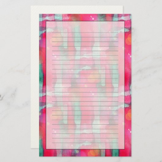 太陽光輝抽象芸術絵を描水色 便箋 (正面/裏面)