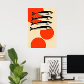 太陽円抽象芸術付きサーディン ポスター (ホームオフィス)