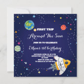 太陽外のまわりに外宇宙の最初の旅1回目の誕生日 招待状 (正面)