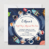 太陽外のまわりに外宇宙の最初の旅1回目の誕生日 招待状 (正面)