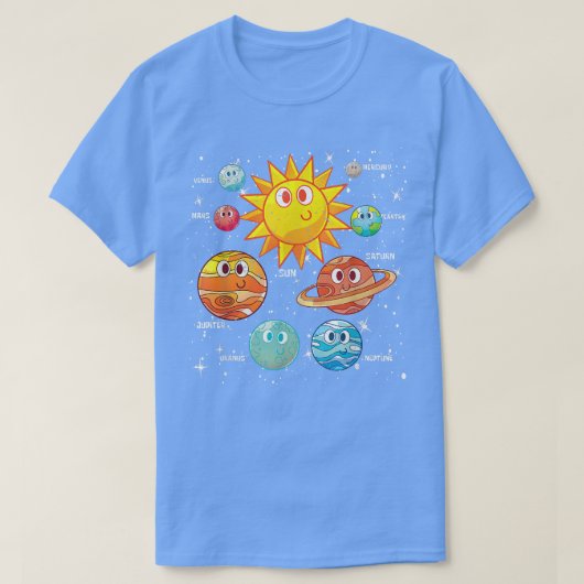 太陽天文学者宇宙科学天文学かわいい惑星 Tシャツ (デザイン正面)