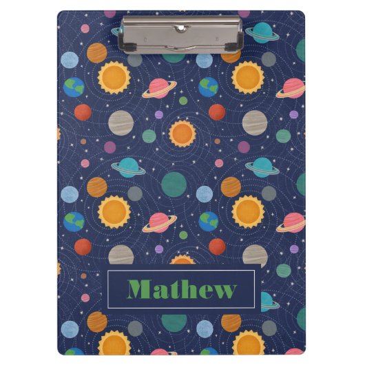 太陽太陽の惑星系パーソナライズされた クリップボード (正面)