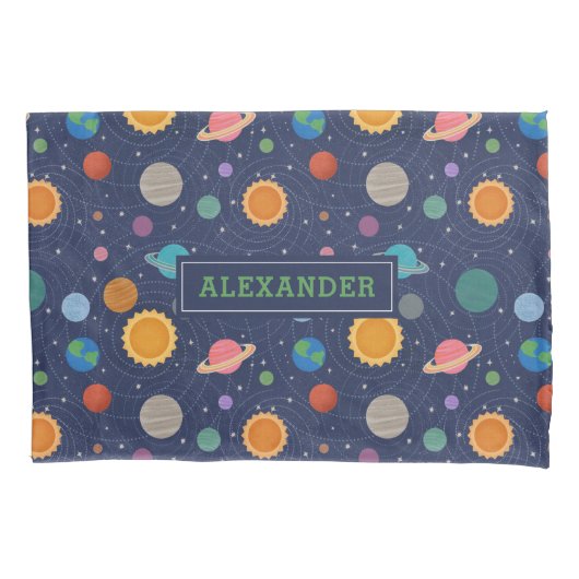 太陽太陽の惑星系パーソナライズされた 枕カバー (正面)