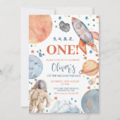 太陽宇宙飛行士のまわりに誕生日会の最初の旅 招待状 (正面)