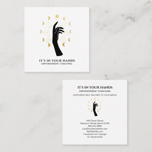 *~*太陽手の月相黒の宇宙金ゴールド  スクエア名刺 (正面/裏面)