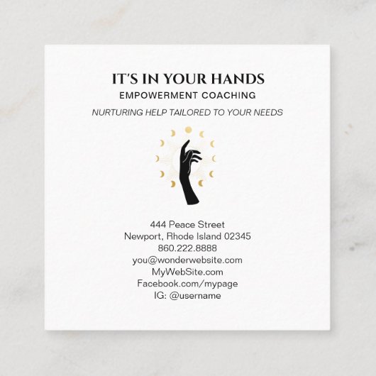 *~*太陽手の月相黒の宇宙金ゴールド  スクエア名刺 (裏面)