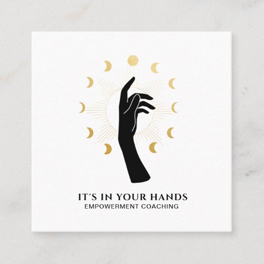 *~*太陽手の月相黒の宇宙金ゴールド スクエア名刺 (正面)