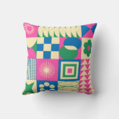 太陽抽象芸術カラフルの幾何学的パターン クッション (裏面)