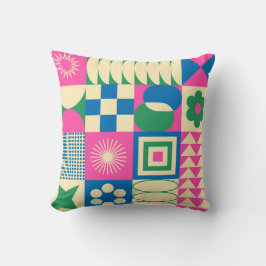 太陽抽象芸術カラフルの幾何学的パターン クッション