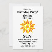 太陽白熱［赤熱］光を放つ誕生日会のように 招待状 (正面)