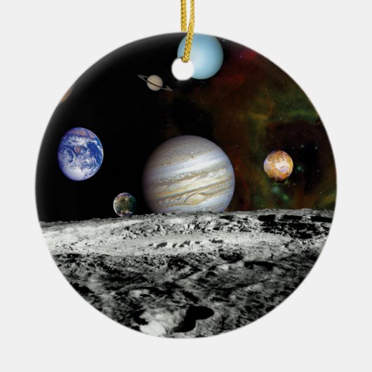 太陽系のボイジャー画像モンタージュ宇宙写真 セラミックオーナメント (正面)