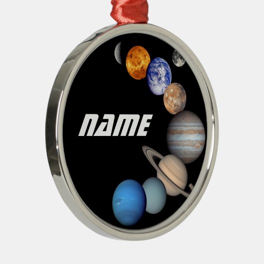 太陽系のモンタージュJPLの写真-名前をカスタマイズ メタルオーナメント (右)
