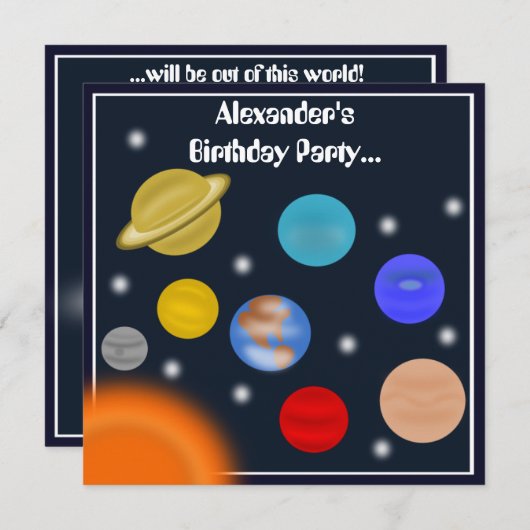 太陽系の宇宙の誕生会 招待状 (正面/裏面)