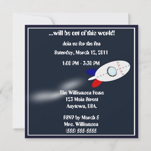 太陽系の宇宙の誕生会 招待状 (裏面)