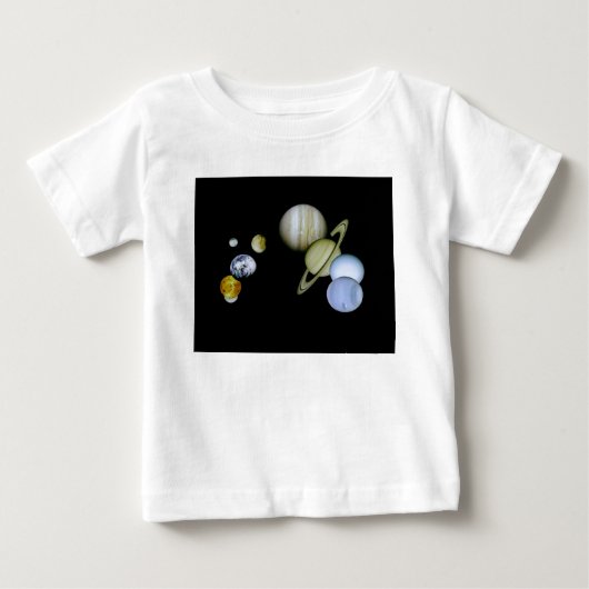 太陽系の幼児天文学科学のTシャツのギフト ベビーTシャツ (正面)