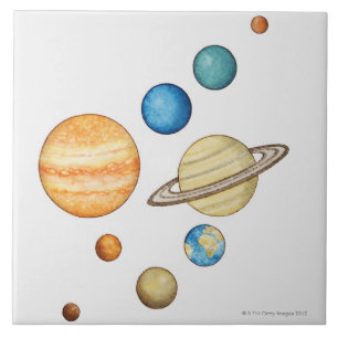 太陽系の惑星のイラストレーション タイル