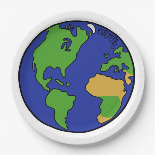 太陽系の惑星の地球 ペーパープレート (正面)