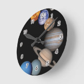 太陽系の惑星 ラウンド壁時計 (傾斜)