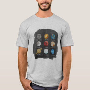 太陽系の水彩画の人のTシャツ Tシャツ