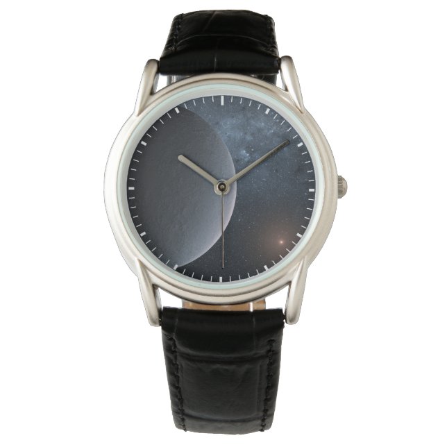 太陽系外惑星Ogle-2016-Blg-1195lb小星を公転する 腕時計 (正面)