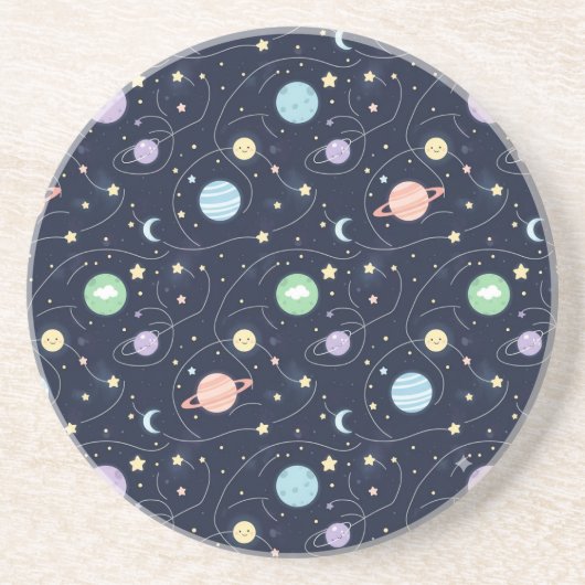 太陽系惑星シームレスパターン コースター (正面)
