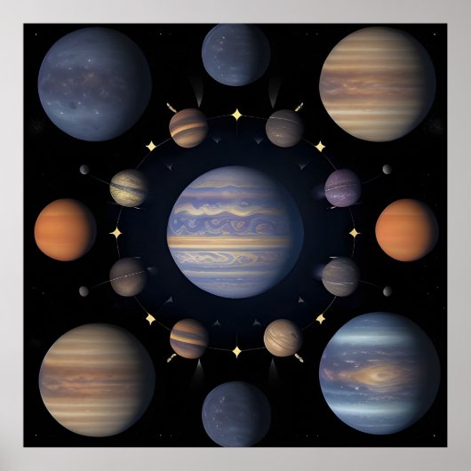 太陽系惑星天文学銀河科学デコ ポスター (正面)