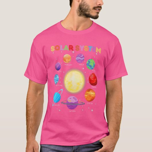 太陽系惑星科学宇宙男の子女の子STEM Tシャツ (正面)