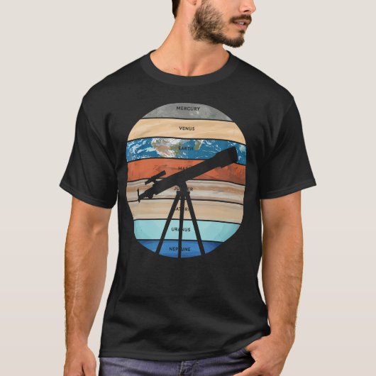 太陽系惑星銀河天文学スターミラー Tシャツ (正面)