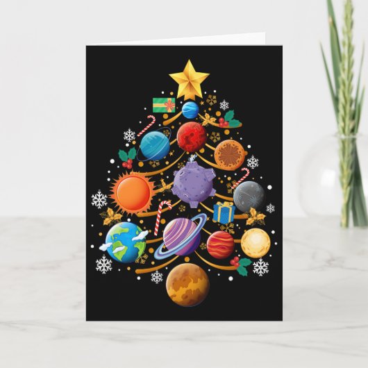太陽系惑星 クリスマスツリー 天文学 クリスマス カード (正面)