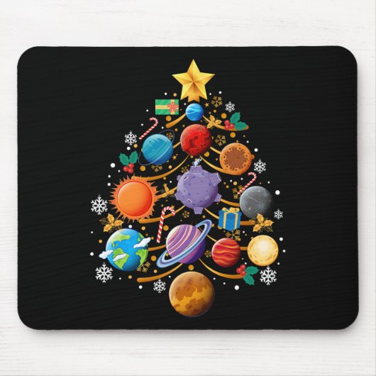 太陽系惑星 クリスマスツリー 天文学 クリスマス マウスパッド (正面)