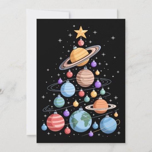 太陽系惑星 クリスマスツリー 宇宙 ホリデー 招待状 (正面)