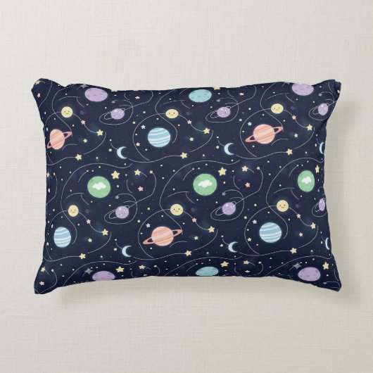 太陽系惑星 シームレス パターン アクセントクッション (正面)