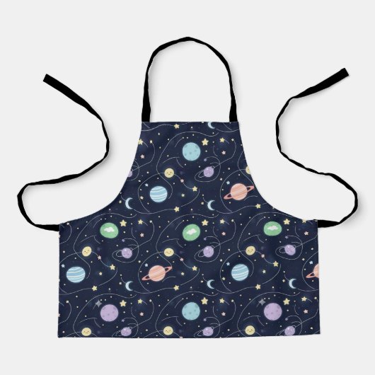 太陽系惑星 シームレス パターン エプロン (正面)