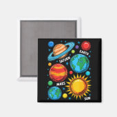 太陽系惑星 地球 火星 土星 太陽 スケッチ マグネット (正面/裏面)