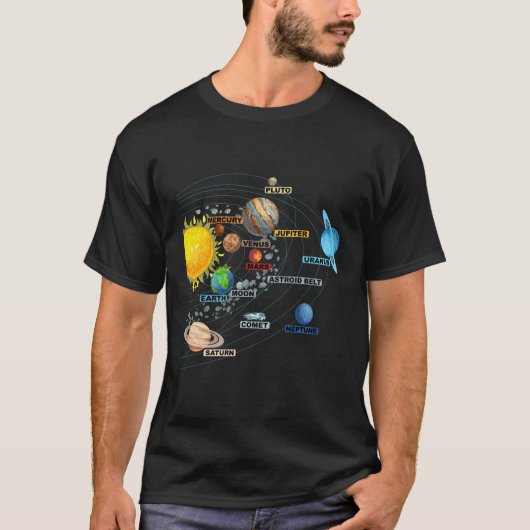 太陽系惑星 天文学 宇宙 科学 Tシャツ (正面)