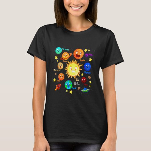 太陽系惑星 科学 スペース 少年 少女 子供 Tシャツ (正面)