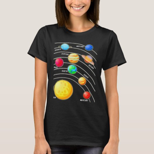 太陽系惑星 科学 スペース 男の子 女の子 STEM Tシャツ (正面)