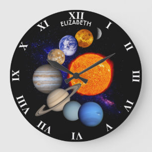 太陽系日曜日の惑星の銀河の銀河系科学 ラージ壁時計