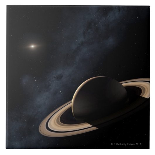 太陽系、クローズアップの土星の惑星 タイル (正面)