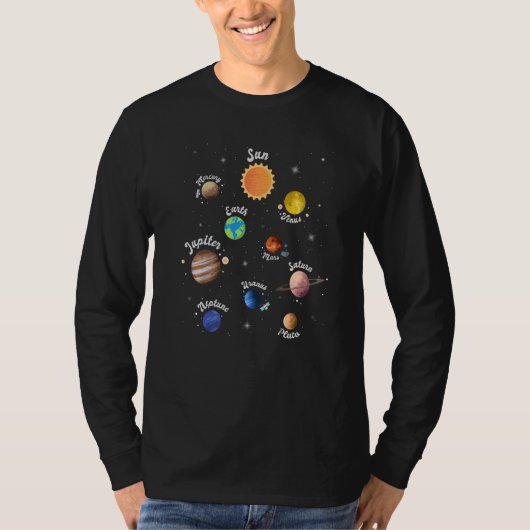 太陽系 子供 惑星 宇宙 知識 スケ Tシャツ (正面)